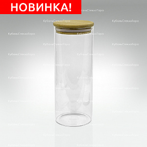 Банка 1 л стеклянная с бамбуковой крышкой оптом и по оптовым ценам в Новороссийске
