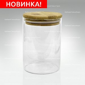 Банка 500 мл стеклянная с бамбуковой крышкой оптом и по оптовым ценам в Новороссийске
