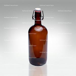 Бутылка «Бугельная» 1л. (Коричневая) стеклянная с пробкой оптом и по оптовым ценам в Новороссийске
