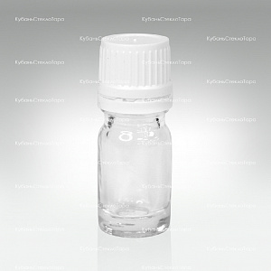 Флакон для капель 0,005 л (18) прозрачное стекло с белой винтовой крышкой КПВ оптом и по оптовым ценам в Новороссийске