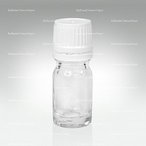 Флакон для капель 0,005 л (18) прозрачное стекло с белой винтовой крышкой КПВ оптом и по оптовым ценам в Новороссийске