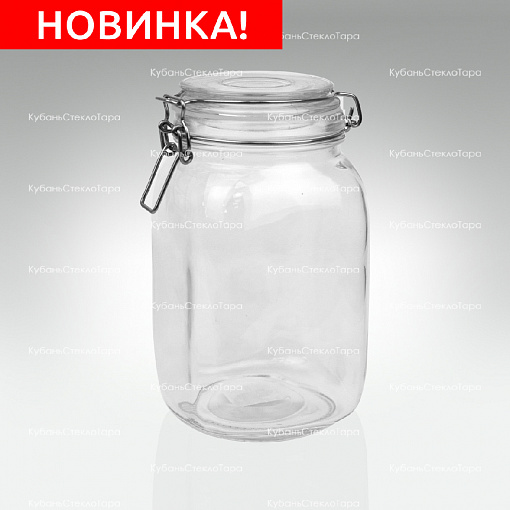 Банка 1,6 л стеклянная квадратная с бугельным замком оптом и по оптовым ценам в Новороссийске