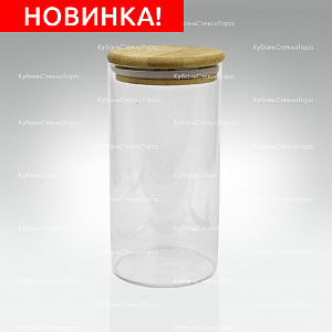 Банка 750 мл стеклянная с бамбуковой крышкой оптом и по оптовым ценам в Новороссийске