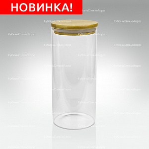 Банка 1,2 л стеклянная с бамбуковой крышкой оптом и по оптовым ценам в Новороссийске